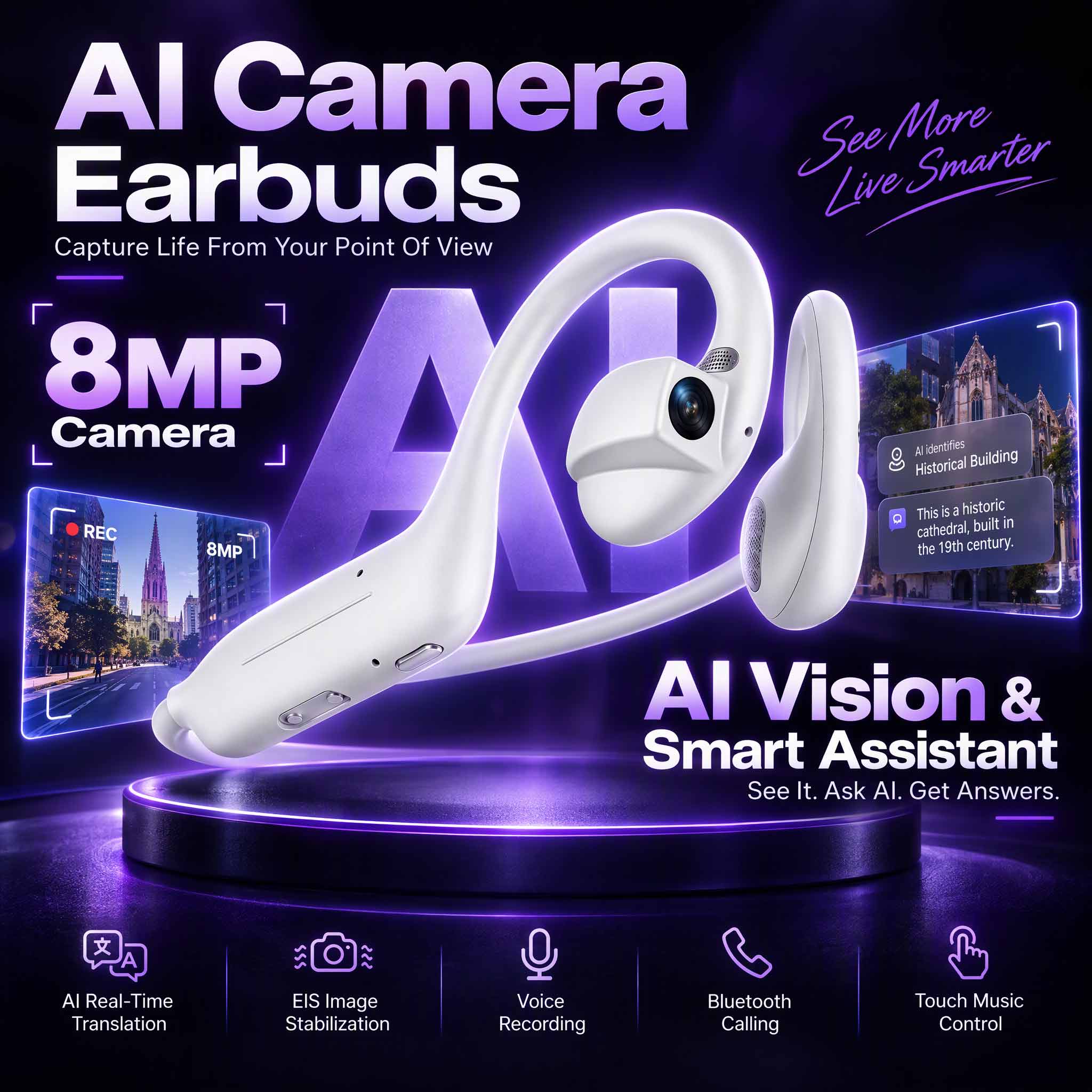Hot New AI Smart Camera Earbud - Wireless Charger review and price