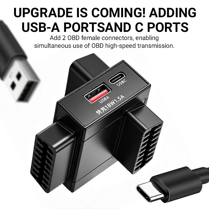 OBD2 Splitter Adapter 1 To 2 w - Usb Charger review and price